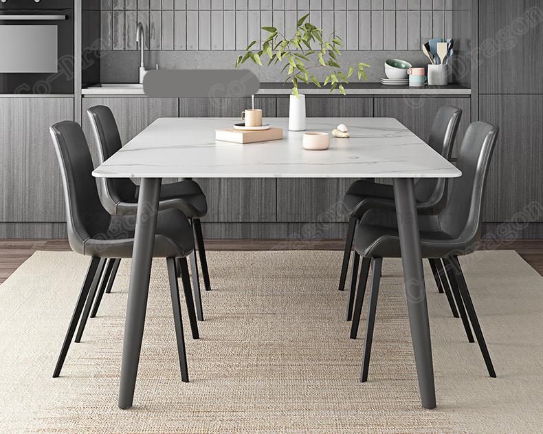 Marble Dining Table for Dining Room Luxury Furniture Steel Table