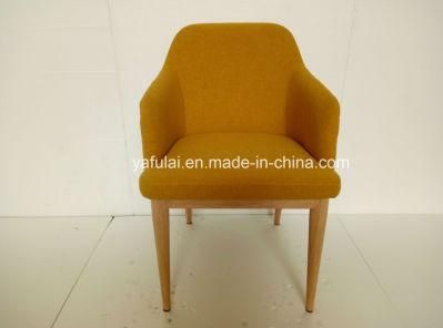 Customized Yellow Fabric Armchair Imitation Wood Grain Home Furniture