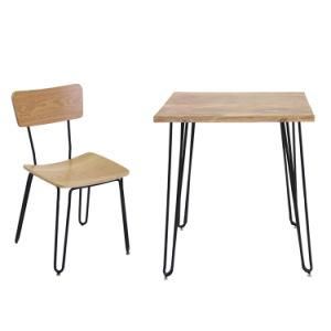 708dt-Stw Hairpin Solid Wood Dining Table Designs