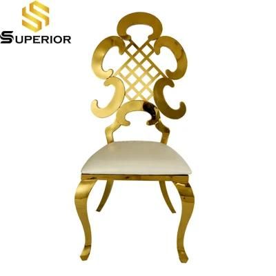 Hot Sale Wedding Furniture Dining Chair Hollow Back with Decoration