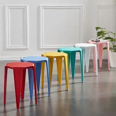 Cheap High Quality Plastic Small Square Stool Stocked Chair