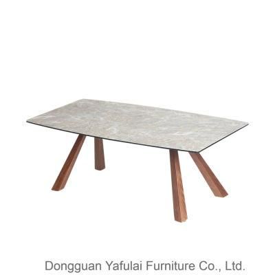 Factory Glass Wooden Dining Coffee Table Set