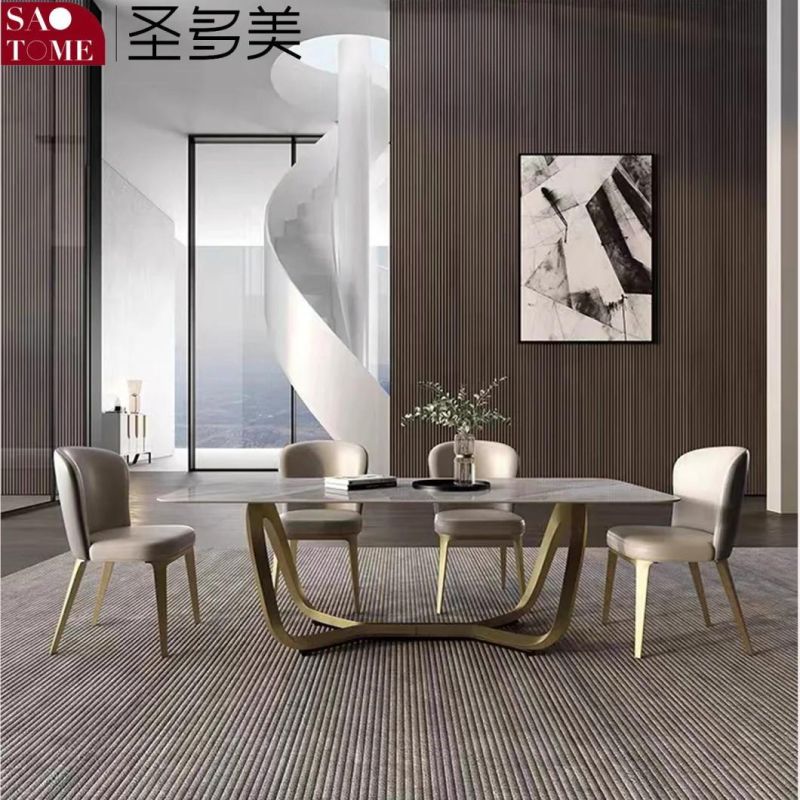 Modern High-Grade Stainless Steel Rock Plate Furniture Dining Table