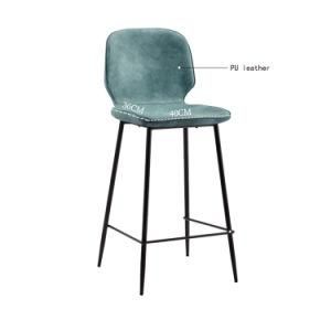 Simple Design PU Seat Black Painted Legs Bar Stool