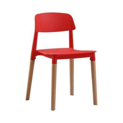 Promotion Italian Plastic Seat Beech Wood Leg Restaurant Home Furniture Dining Room Chair
