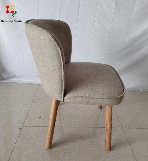 Coffee Shop Furniture Timber Legs Cafe Fabric Dining Chair