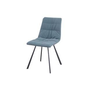 Modern Elegent Leather Upholstered Black Painted Legs Dining Chair