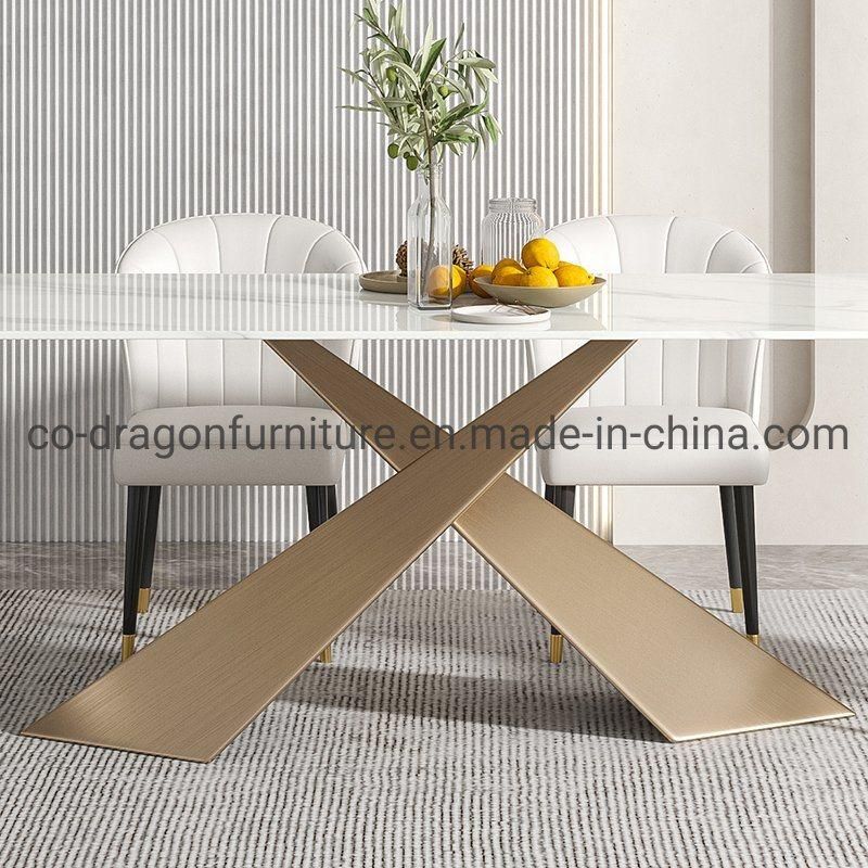 Stainless Steel Dining Table with Marble Top for Modern Furniture