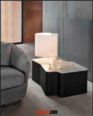 New Design Furniture Factory Short Wood Leg Coffee Table Shaped Marble Table Marble Tabletop Lou Coffee Table