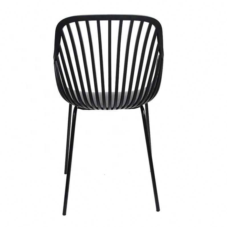 Modern New Design Wedding Chair PP Plastic Chair Metal Legs Chair Back Arms Dining Plastic Chair