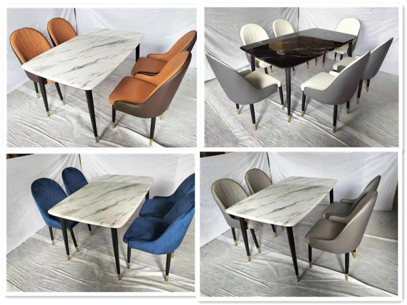 Modern Minimalist Style Creative Backrest Chair Restaurant Leather Dining Chair with Armrests