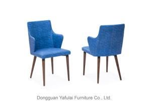 Classic Hot Sale Wooden Blue PU Dining Chair