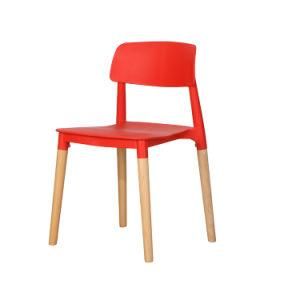 Nordic PP Seat Wooden Legs Dining Living Room Chair