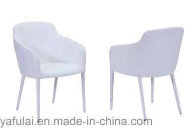 Modern Restaurant White PU Leather Armrest Dining Chair