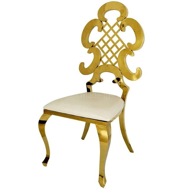 Hot Sale Wedding Furniture Dining Chair Hollow Back with Decoration