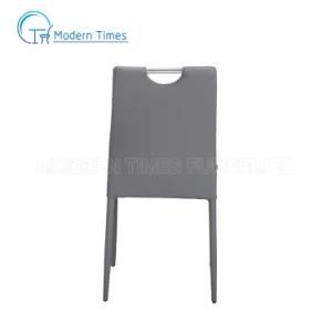 Outdoor Furniture PU Upholstered Chrome-Plated Legs with Handle Backrest Outdoor Dining Chair