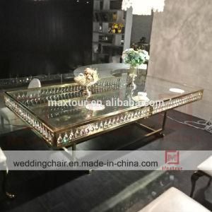 Luxury Royal Stainless Steel Dining Table for Wedding with Twinkle Crystal