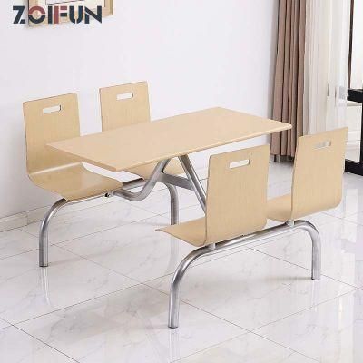 Catering Mall School Canteen Fast Food Furniture Metal Canteen Table &amp; Chair Set