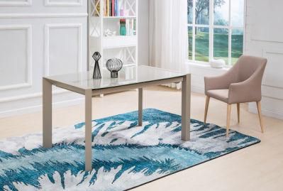 Extension Furniture Temoered Glass Metal Dining Table