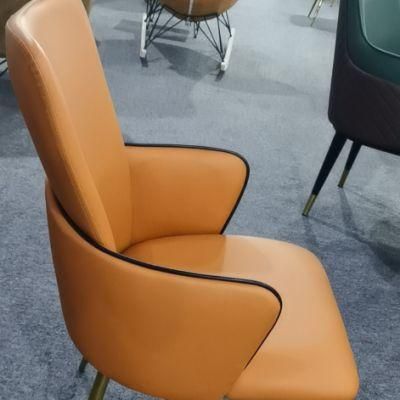High-Quality Artificial Manufacturing Modern Style High Back Dining Chair Vintage French Leather Metal Office Chair