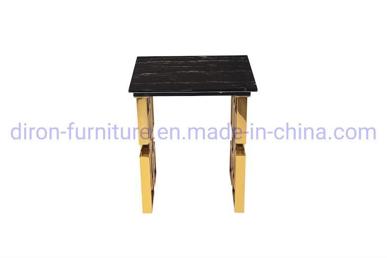 Foshan Furniture Stainless Steel Rectangle Tempered Black Dining Table