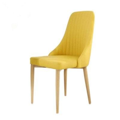 More Colors Option Nordic Fabric Dining Room Chairs with Black Powder Coated Metal Legs