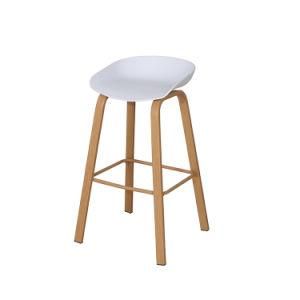 Simple Design PP Seat Wooden Effect Legs Bar Stool