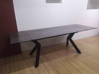 Extension Restaurant Iron Glass Dining Table for Home