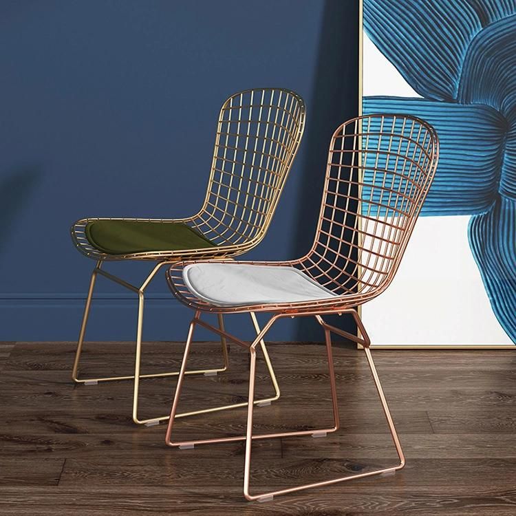 Hot French Simple Furniture Dining Chair Wire Chair Metal Design Saudi Arabia VIP Chair Golden Luxury Wedding Party Living Room Dining Room Chair