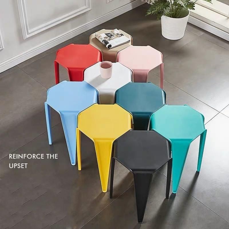 Cheap High Quality Plastic Small Square Stool Stocked Chair