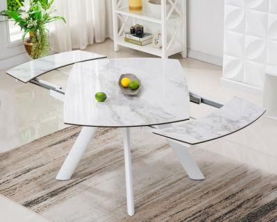 Factory Wholesale Glass Ceramic Dining Table with Metal Leg