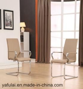 with Armrest PU Chormed Metal Leg Dining Chair