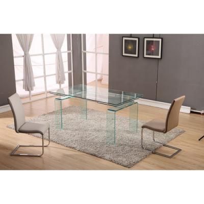Factory Customized Rectangle Clear Glass Dining Table Furniture
