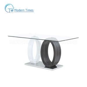 2020 New Design Dining Room Furniture Circle Glass 6 Seater Glass Dining Table