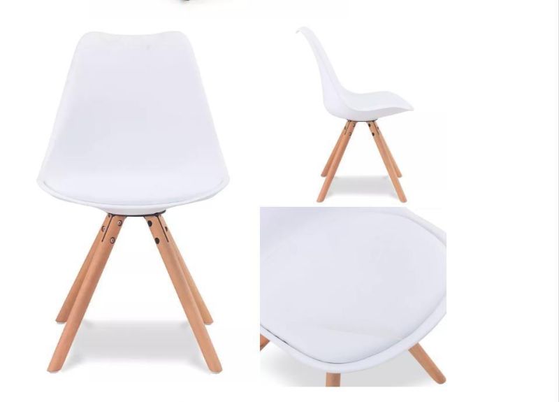 Tulip PP Plastic Dinner Kitchen Dining Chairs with Wooden Legs