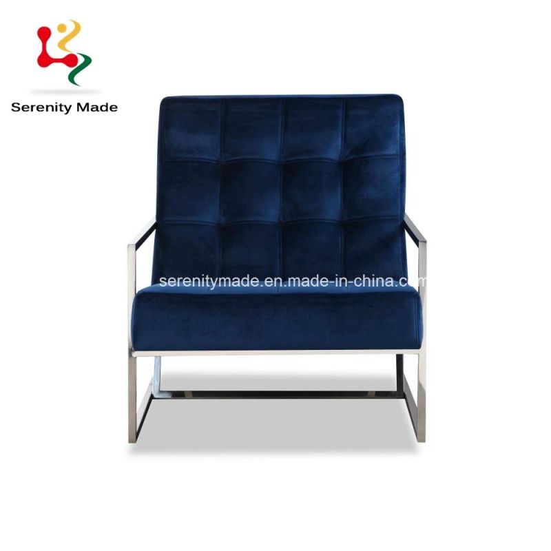 Antique Home Furniture Back Tufted Chrome Stainless Steel Upholstered Chair
