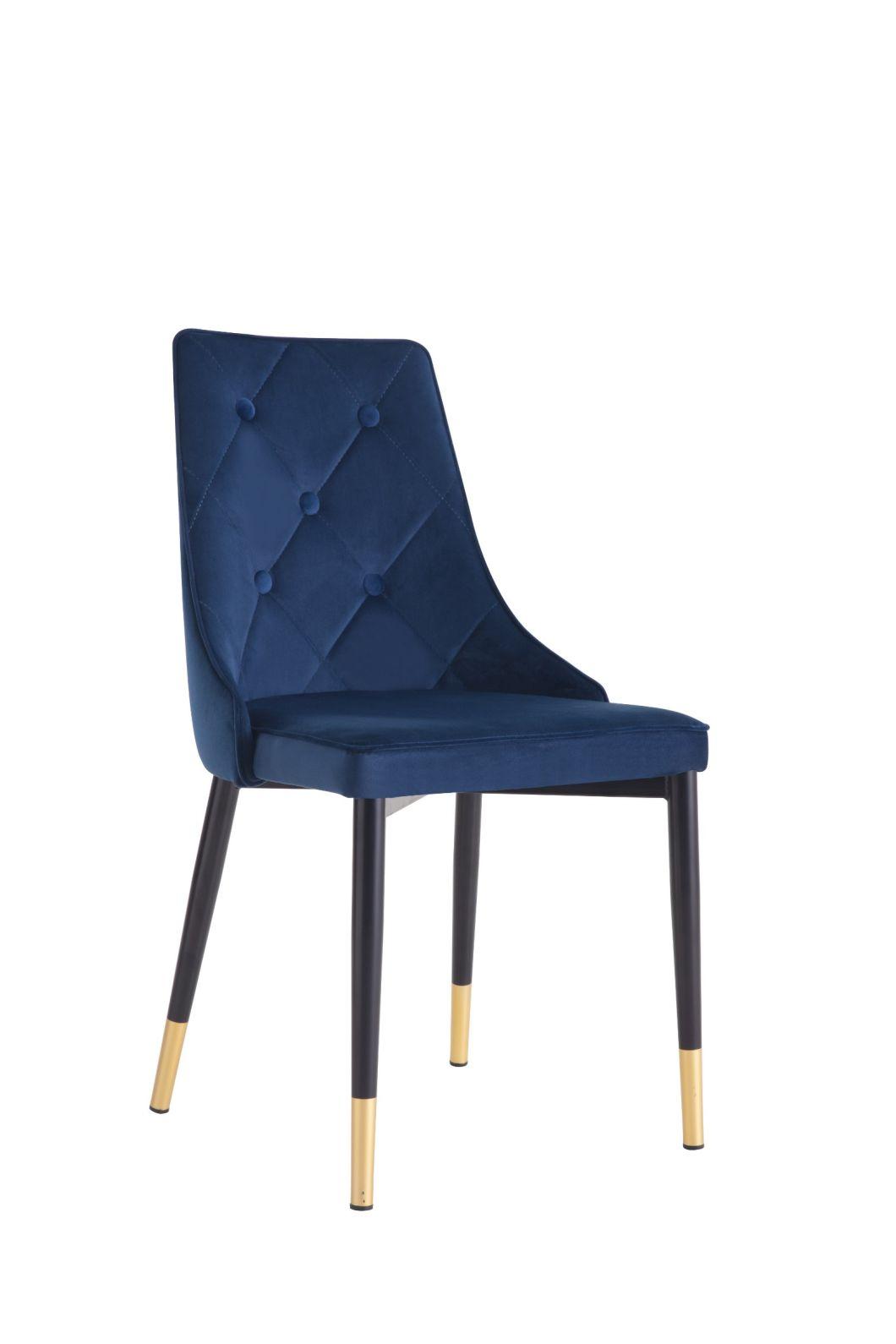 Nordic Style Home Furniture Soft Blue Velvet Chair Modern Restaurant Dining Chair
