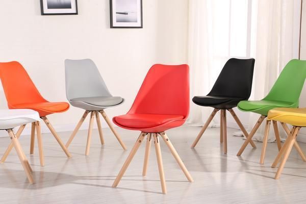 Tulip PP Plastic Dinner Kitchen Dining Chairs with Wooden Legs