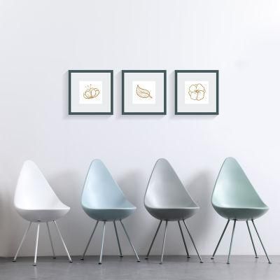 New Design Water Drop Shape Plastic Dining Chair with Metal Legs
