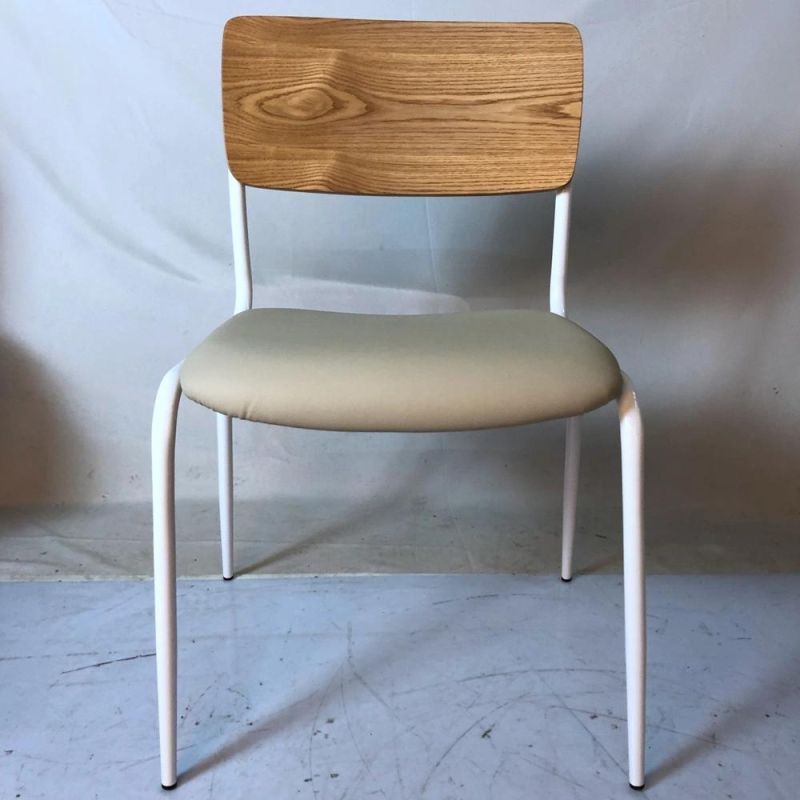 Modern Leisure Outdoor Bar Chair Metal Frame with PU Seat Stable Dining Chair