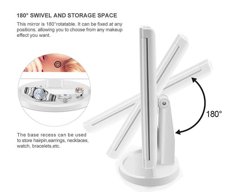 Hot Selling Trifold LED Makeup Mirror Touch Sensor Salon Furniture