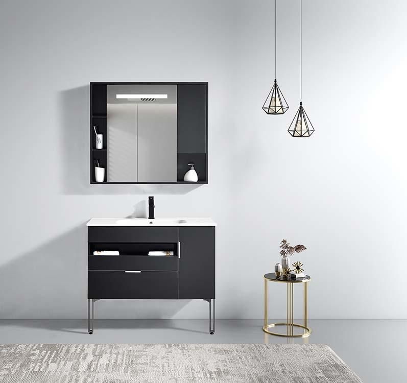 Factory Supplier Modern Hotel Furniture Mirror Wall Mount Single Sink Vanity Bathroom Cabinet