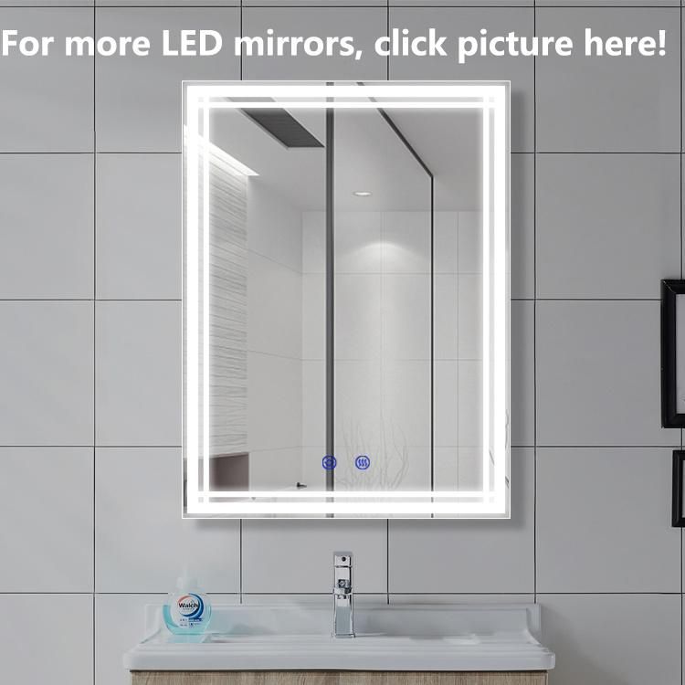 Vertical Rectangle Framed LED Lighted Home Decor Touch Sensor Fogless Bathroom Wall Mirror