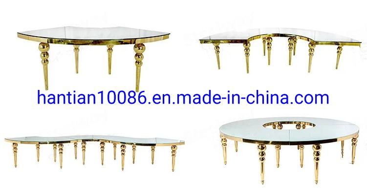Gold Round Hotel Luxury Glass Banquet Hall Dining Table for Wedding