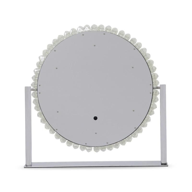 Round Shape Desktop Crystal Makeup Mirror for Home Deco