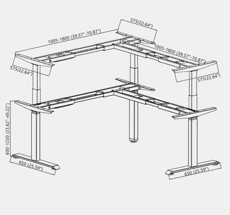 Standing Desk Adjustable of L Shape Height Adjustable Desk Frame for Stand up Desk