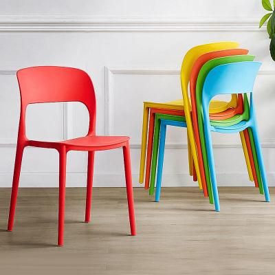 Colorful Modern Restaurant Kitchen Cafe Design Sillas Plasticas Chaise Stackable Dining Plastic Chair