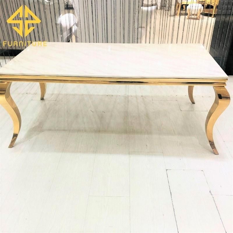 Sawa Banquet Stainless Steel Frame Marble Top Hotel Table for Sale