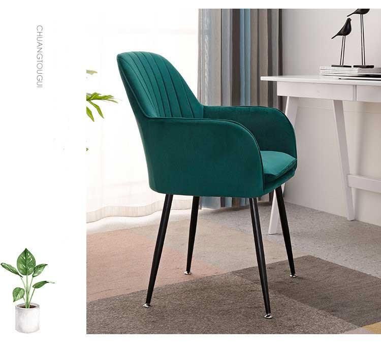 Modern Nordic Style Armchair Black Legs Velvet Fabric Soft Padded Chair