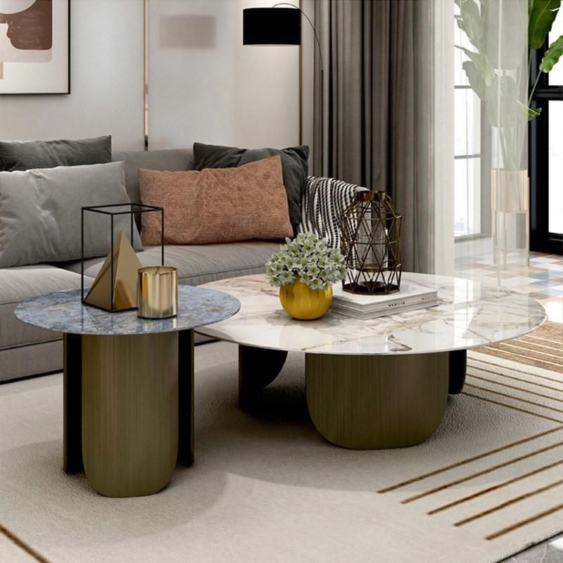 Modern Furniture Bright Round Marble Rock Plate Tea Table
